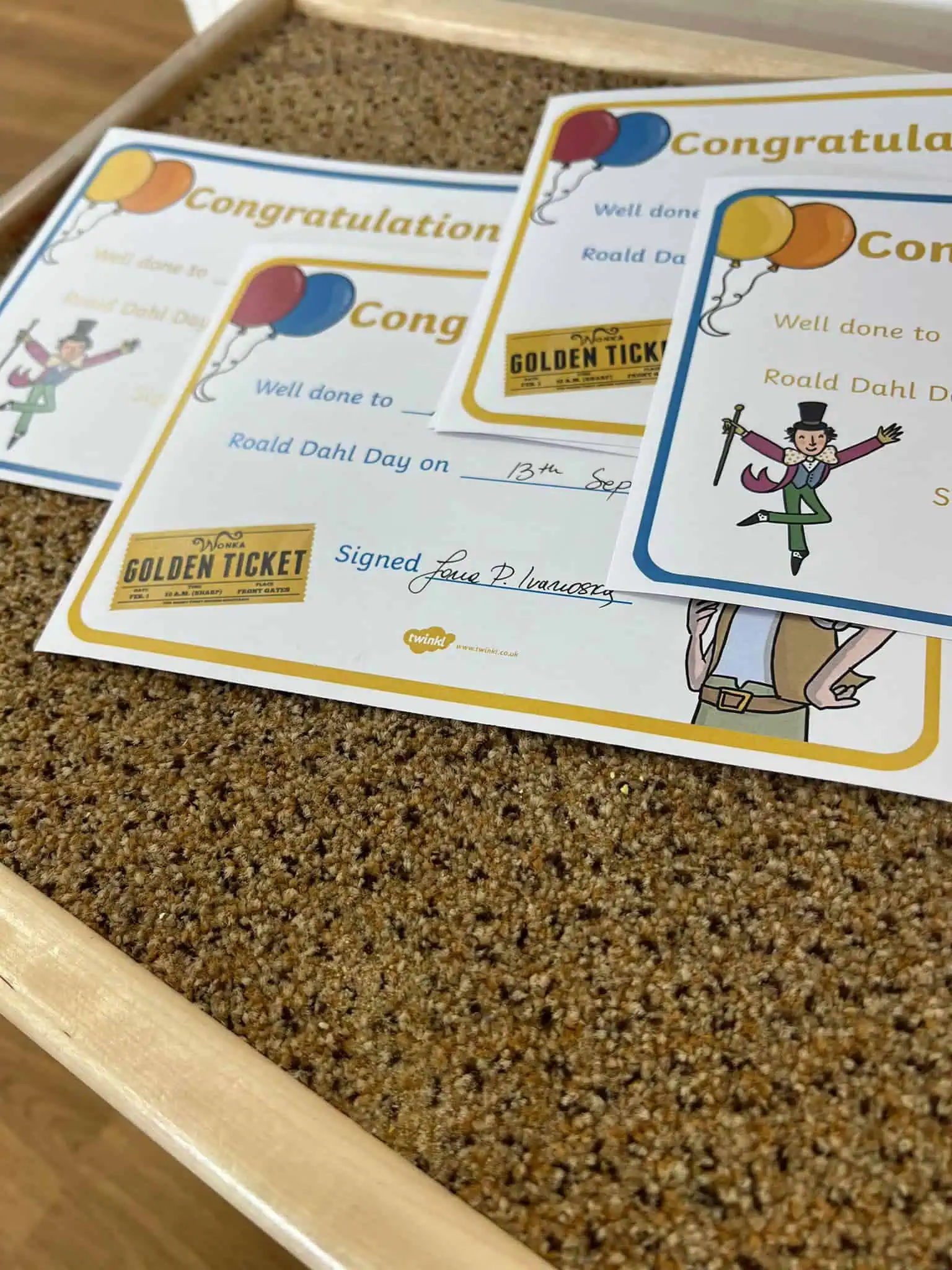 roald dahl themed certificates