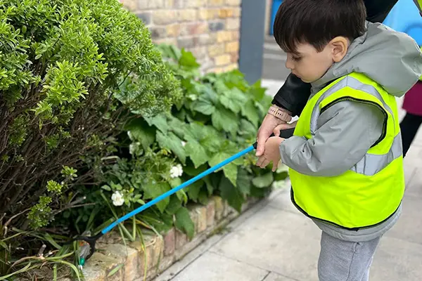 Nursery child litter picking for the Big Green Week